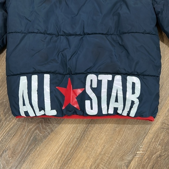Converse All Star Boys Quilted Jacket S 8-10yrs Blue Hood Zipper Chuck Taylor - Picture 12 of 16